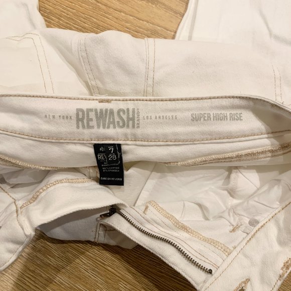 REWASH Super High Rise Wide Leg White Cream Jeans Size 28 - Picture 6 of 6